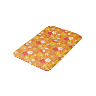 Cute Colourful Daisy Illustration Floral Pattern Bath Mat