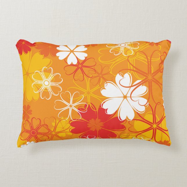 Cute Colourful Daisy Illustration Floral Pattern Decorative Cushion (Front)
