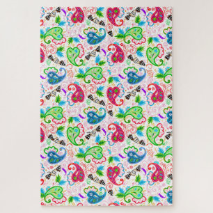 Cute colourful decorative flowers patterns jigsaw puzzle