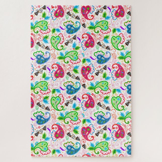 Cute colourful decorative flowers patterns jigsaw puzzle (Vertical)