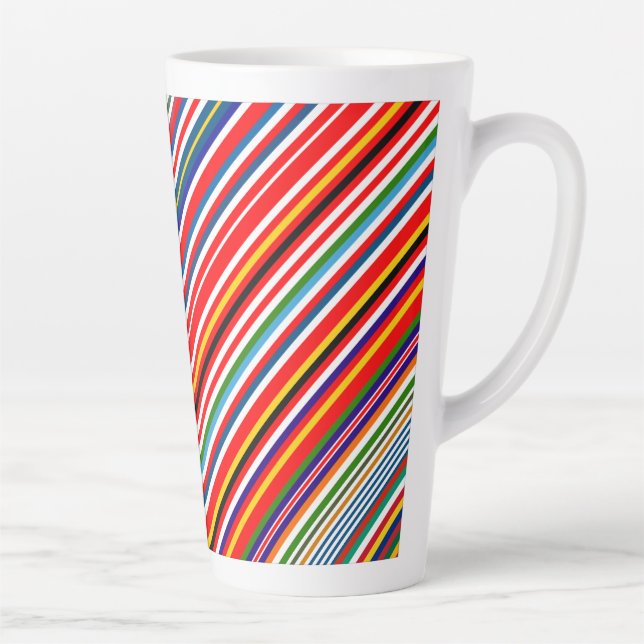 Cute colourful decorative stripes latte mug (Right)