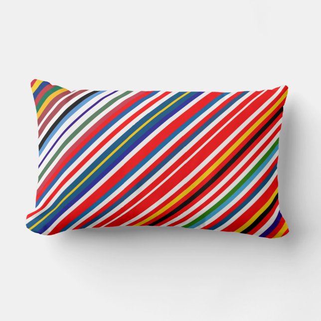 Cute colourful decorative stripes lumbar cushion (Front)