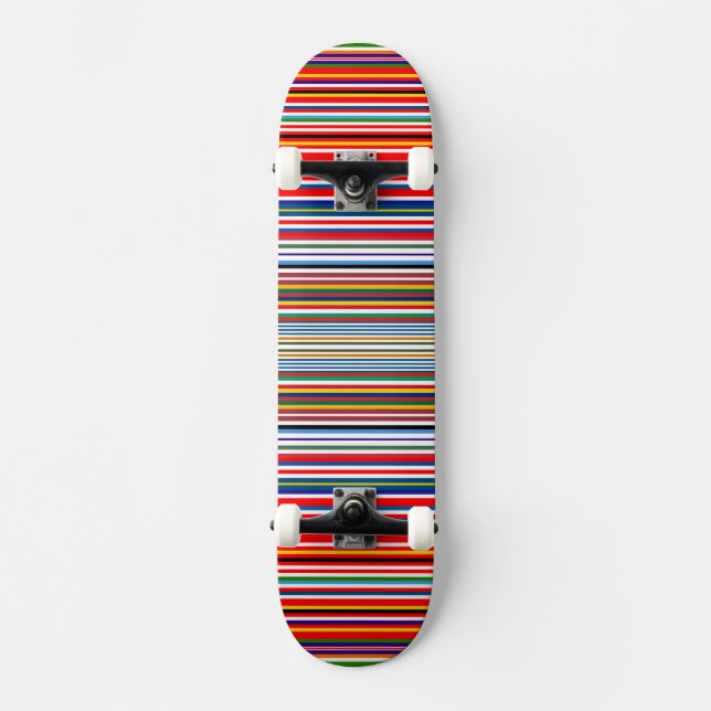 Cute colourful decorative stripes skateboard (Front)