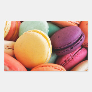 Cute Colourful Dessert French Macaron Rectangular Sticker