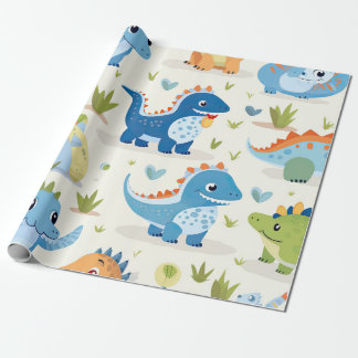 Cute Colourful Dinosaur Baby Pattern Wrapping Paper