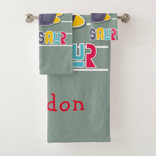 Cute Colourful Dinosaur  Bath Towel Set (Insitu)