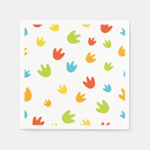 Cute Colourful Dinosaur Footprints Birthday Party Napkin