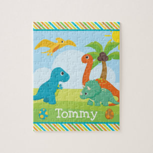 Cute Colourful Dinosaur Friends Kids Jigsaw Puzzle