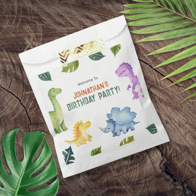 Cute Colourful Dinosaur Kids Birthday Party  Favour Bag (Cute Colorful Dinosaur Kids Birthday Party Favor Bag)