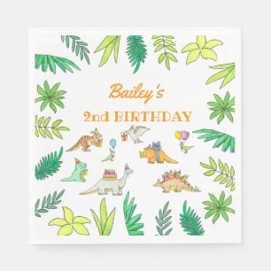 Cute Colourful Dinosaur Party Napkin