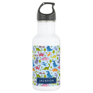 Cute & Colourful Dinosaur Pattern Kids Personalise 532 Ml Water Bottle