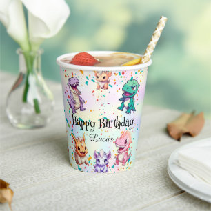 Cute colourful dinosaur School kids Birthday party Paper Cups