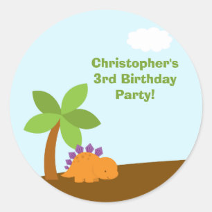 Cute colourful dinosaurs birthday party stickers
