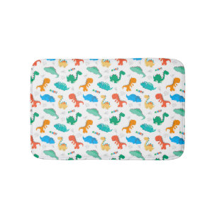 Cute Colourful Dinosaurs Illustrated Pattern Bath Mat