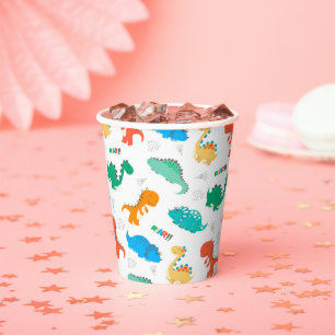 Cute Colourful Dinosaurs Illustrated Pattern Paper Cups