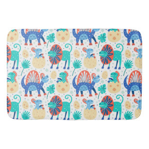 Cute colourful dinosaurs pattern bath mat