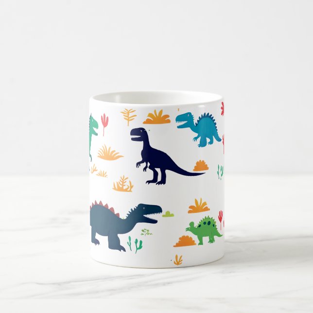 Cute Colourful Dinosaurs Pattern  Coffee Mug (Center)