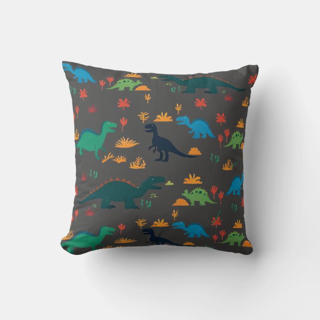 Cute Colourful Dinosaurs Pattern  Cushion (Front)