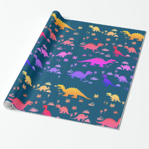 Cute Colourful Dinosaurs Pattern  Wrapping Paper