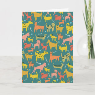 Cute colourful DOG pattern BIRTHDAY CUSTOM Card