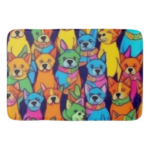 Cute colourful dogs happy dogs bath mat