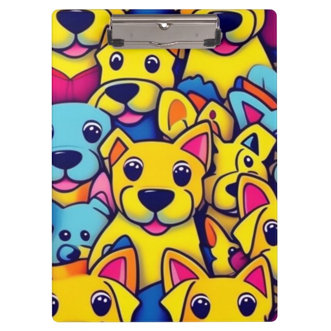 Cute colourful dogs happy dogs clipboard (Front)