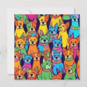 Cute colourful dogs happy dogs invitation