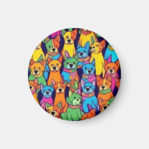 Cute colourful dogs happy dogs magnet