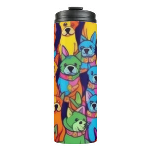 Cute colourful dogs happy dogs thermal tumbler