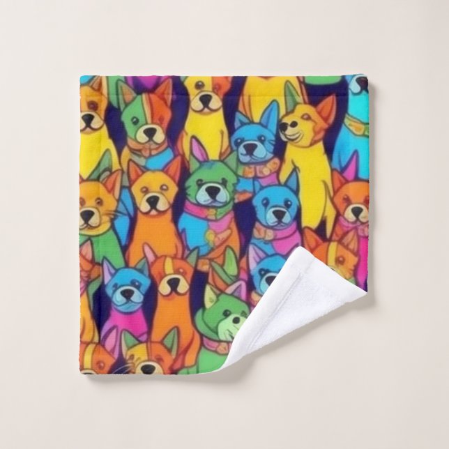 Cute colourful dogs happy dogs wash cloth (Wash Cloth)