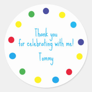 Cute Colourful Dots Kids Thank You Classic Round Sticker