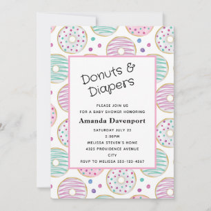 Cute Colourful Doughnut Pattern Baby Shower Invitation