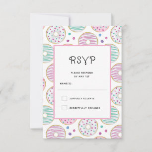 Cute Colourful Doughnut Pattern RSVP Card