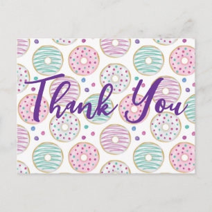Cute Colourful Doughnut Pattern Thank You Postcard