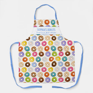 Cute Colourful Doughnut Pattern with Custom Name T Apron