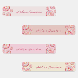 Cute Colourful Doughnut Theme Waterproof Kids Name