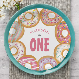 Cute Colourful Doughnuts One First Birthday Paper Plate