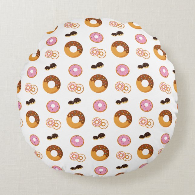 Cute Colourful Doughnuts Pattern  Round Cushion (Front)