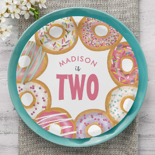 Cute Colourful Doughnuts Two 2nd Birthday Paper Plate
