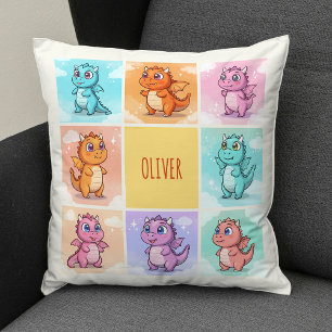 Cute Colourful Dragon Doodles Cushion