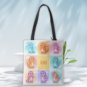 Cute Colourful Dragon Doodles Tote Bag