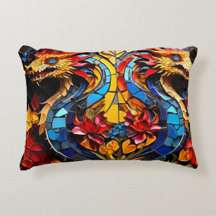 Cute Colourful Dragon Mosaics Decorative Cushion
