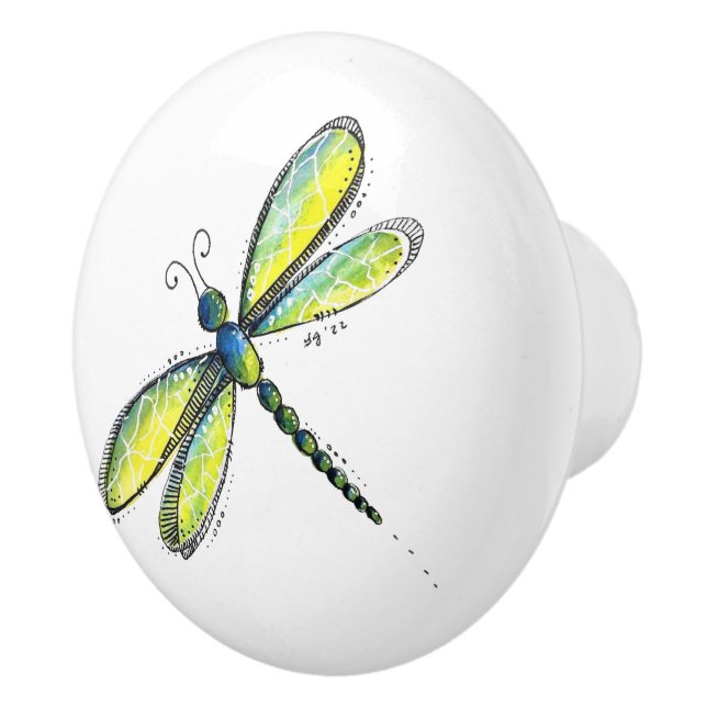 Cute Colourful Dragonfly Ceramic Knob (Right)