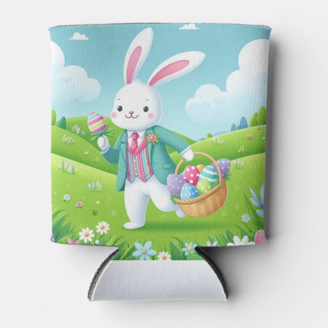 Cute, colourful Easter bunny Can Cooler (Front)