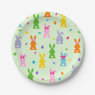 Cute Colourful Easter Bunny Egg Hunt Paper Plate