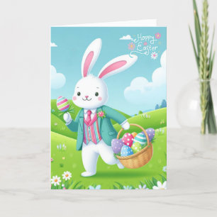 Cute, colourful Easter bunny Holiday Card