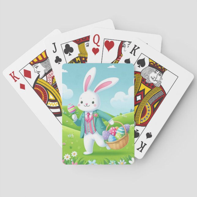 Cute, colourful Easter bunny Playing Cards (Back)