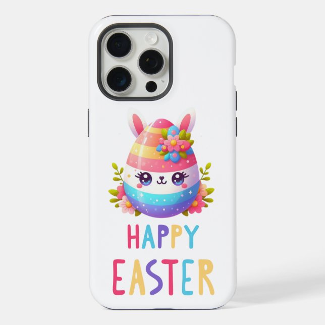Cute, colourful Easter egg bunny iPhone Case (Back)