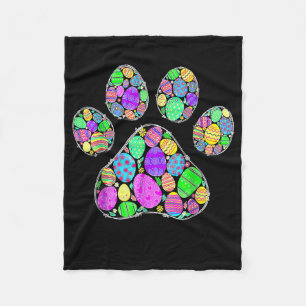 Cute Colourful Easter Eggs Dog Cat Paw Lover Happy Fleece Blanket