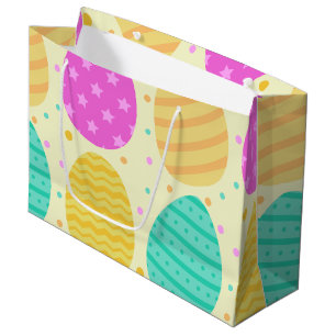 Cute colourful easter eggs pattern large gift bag